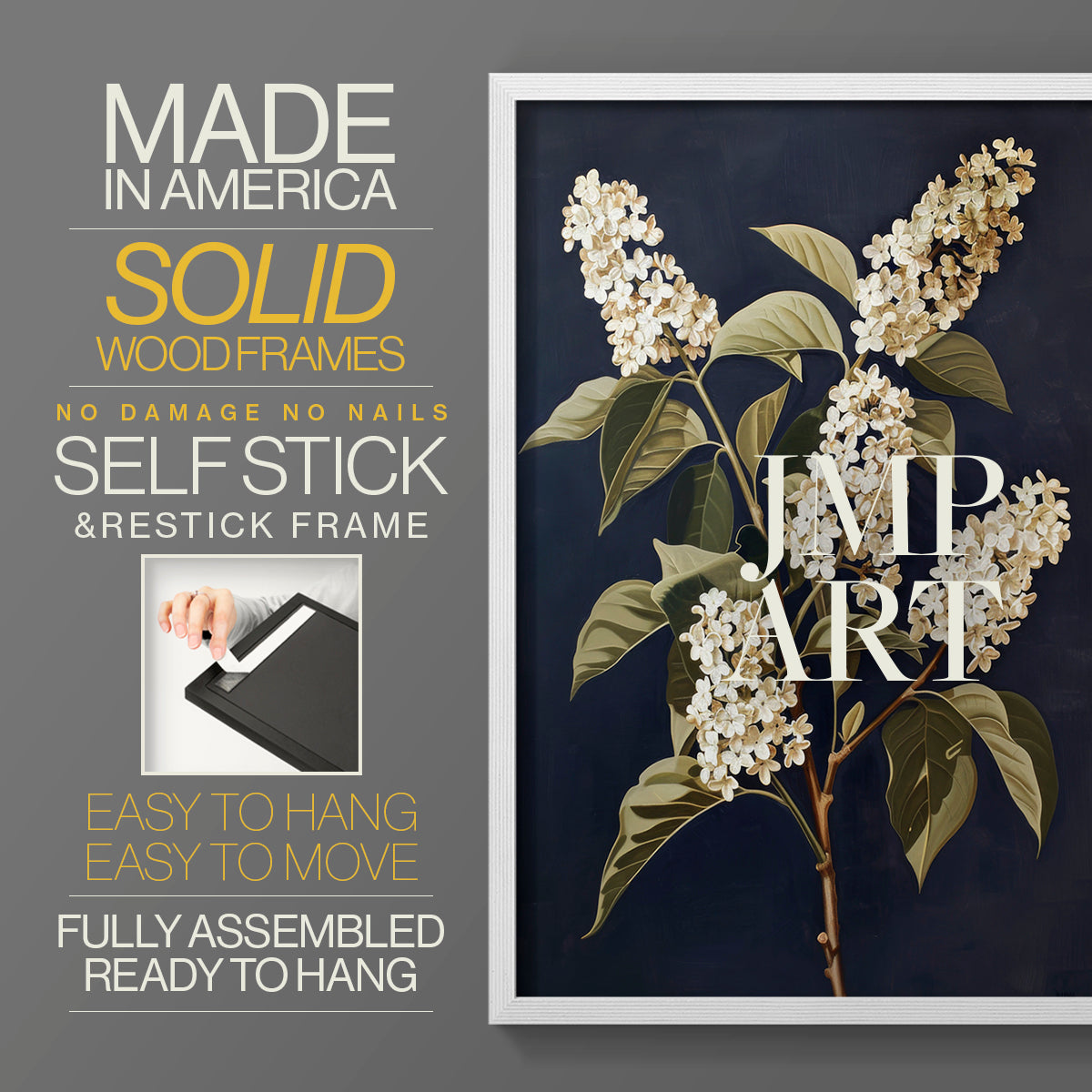 Floral Study Series LII - Restickable Framed Art Set