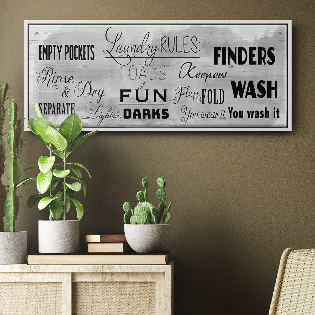 Laundry Rules - Floater Framed Canvas Print