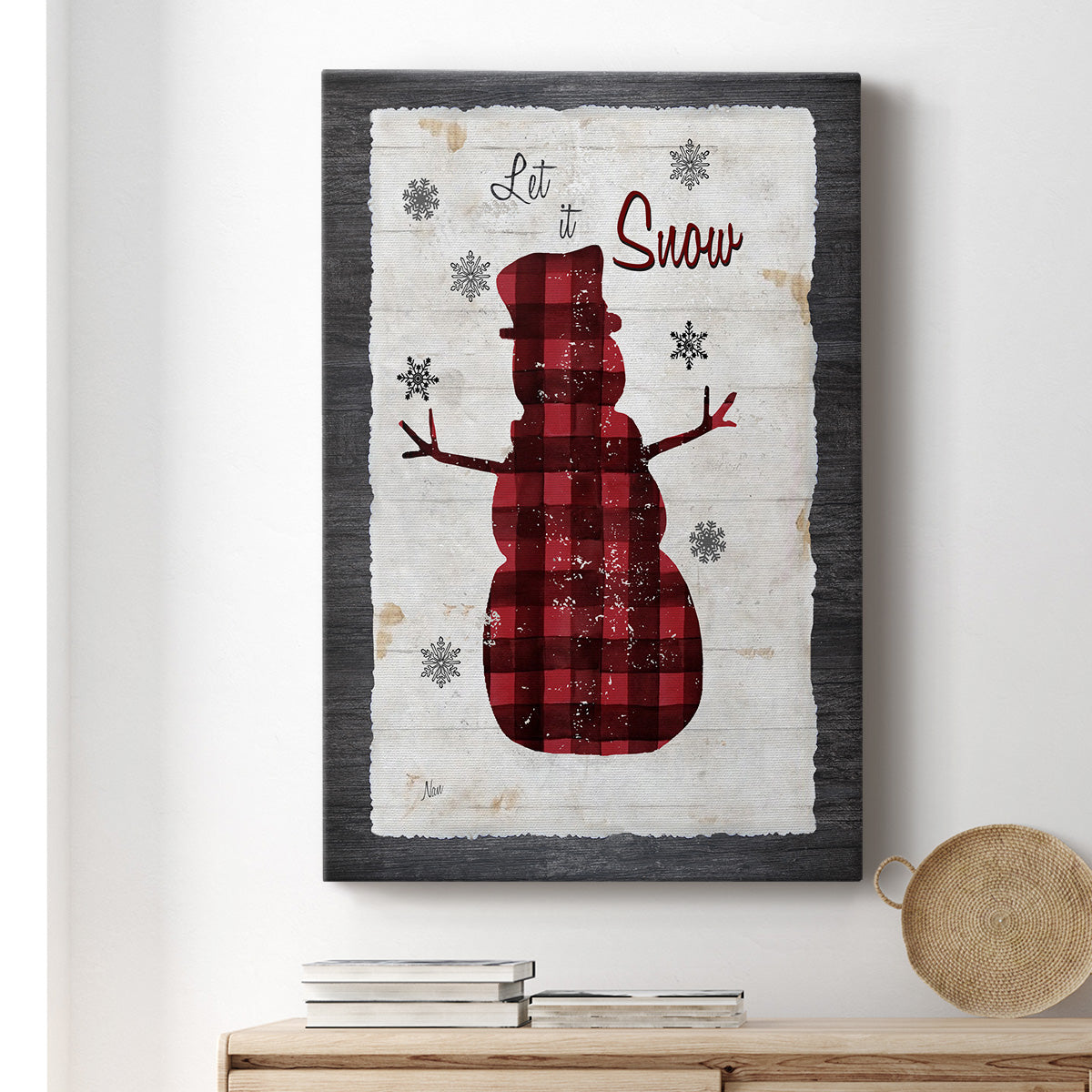 Checkered Snowman I Premium Gallery Wrapped Canvas - Ready to Hang