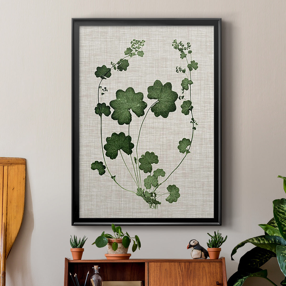 Forest Foliage on Linen II - Modern Framed Canvas Print