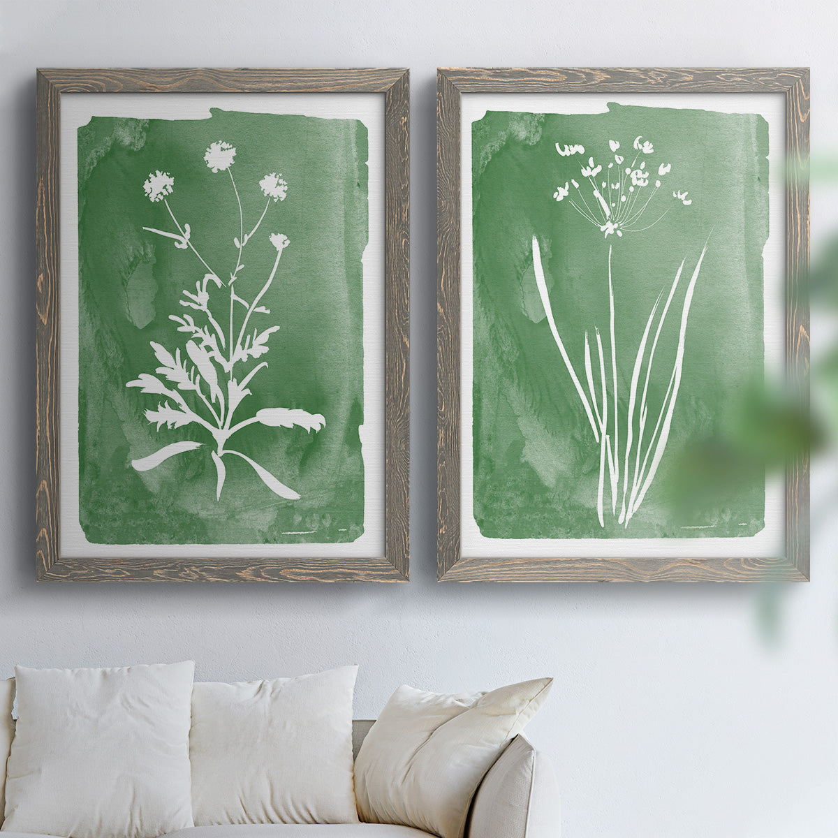 Green Botanical I - Premium Framed Canvas 2 Piece Set - Ready to Hang