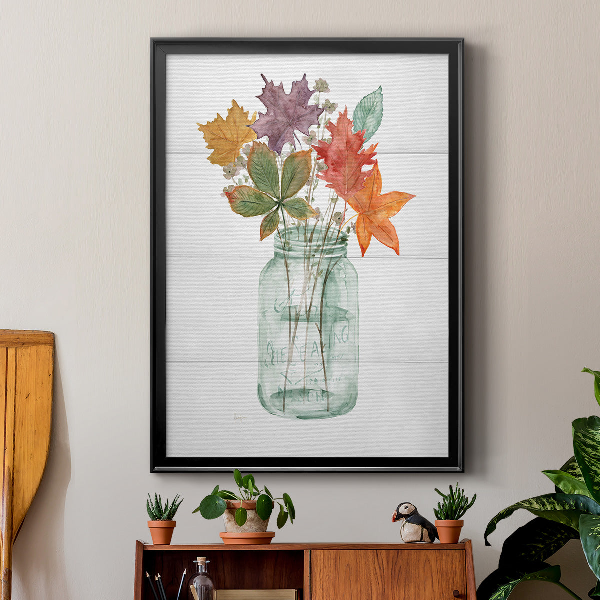 Harvest Home Leaves I - Modern Framed Canvas Print