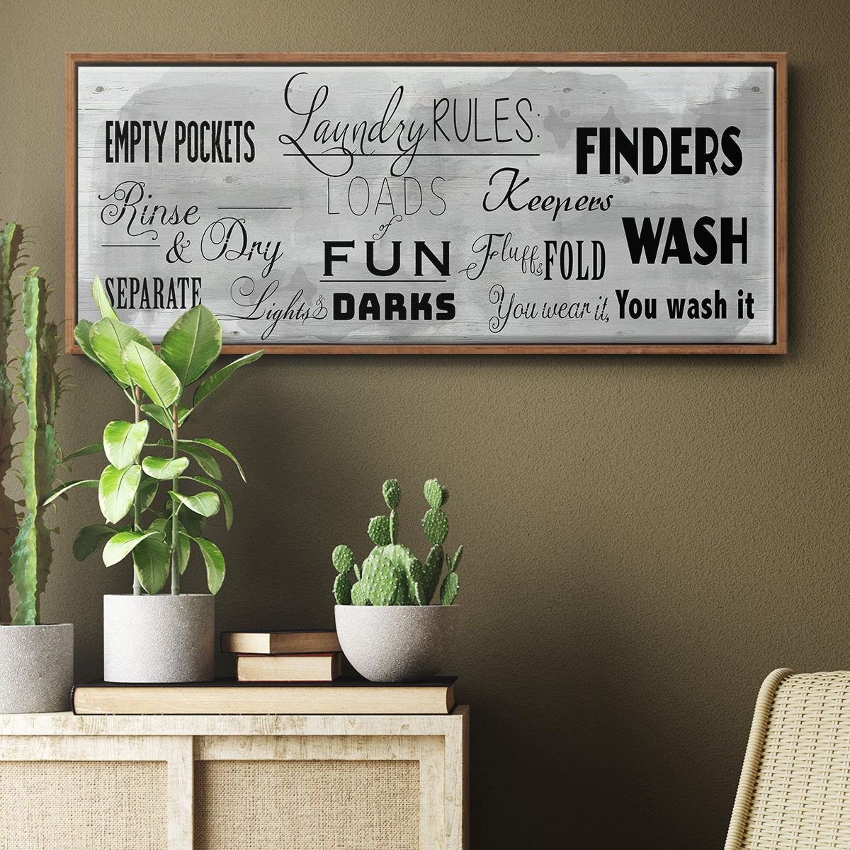 Laundry Rules - Floater Framed Canvas Print