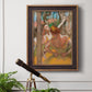 Impressionist ballet dancer composition by Edgar Degas in an ornate bronzed mahogany wood frame displayed in a light-toned interior setting.