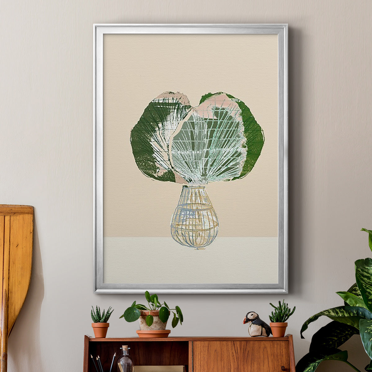 Woven Tropical Leaf I - Modern Framed Canvas Print