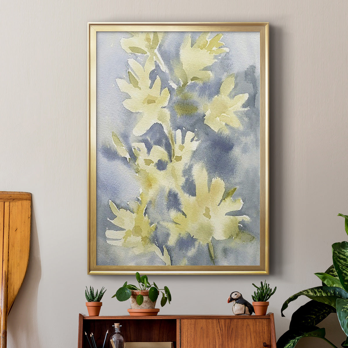 Forsythia Blooms I - Modern Framed Canvas Print