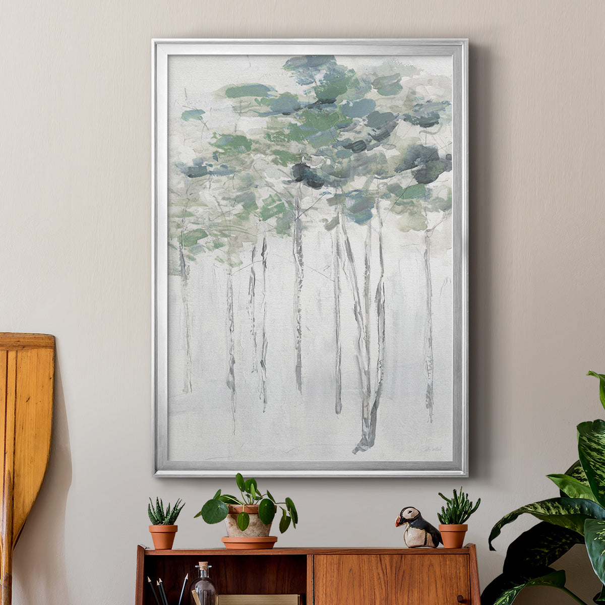 Impasto Tree Line II - Modern Framed Canvas Print