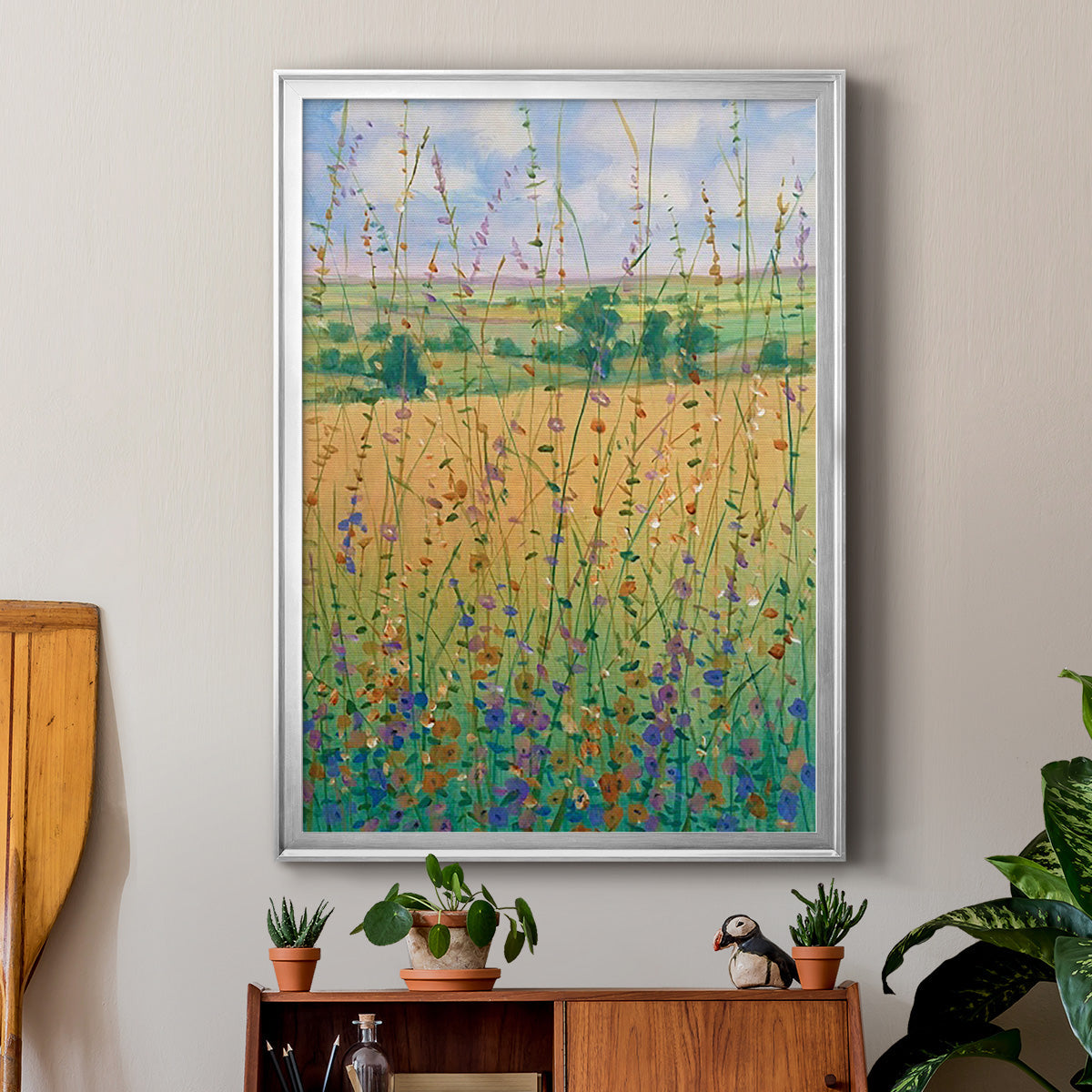 Wildflower Path II - Modern Framed Canvas Print