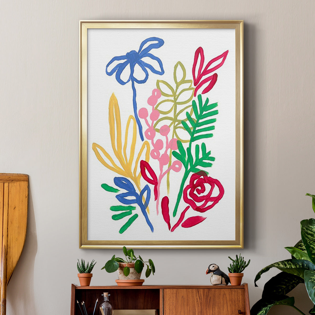 Bold Brushstroke Blooms I - Modern Framed Canvas Print