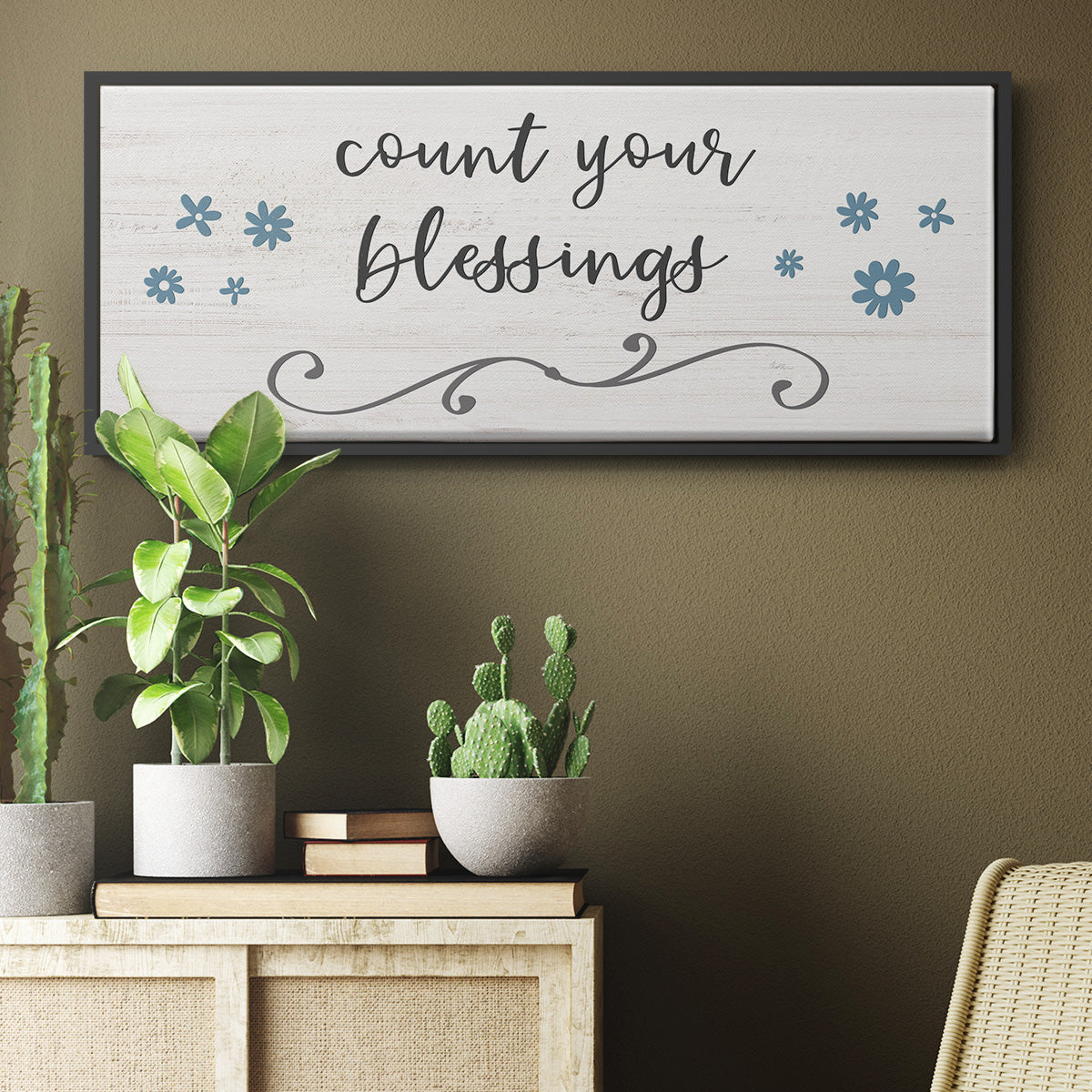 Count Blessings - Floater Framed Canvas Print