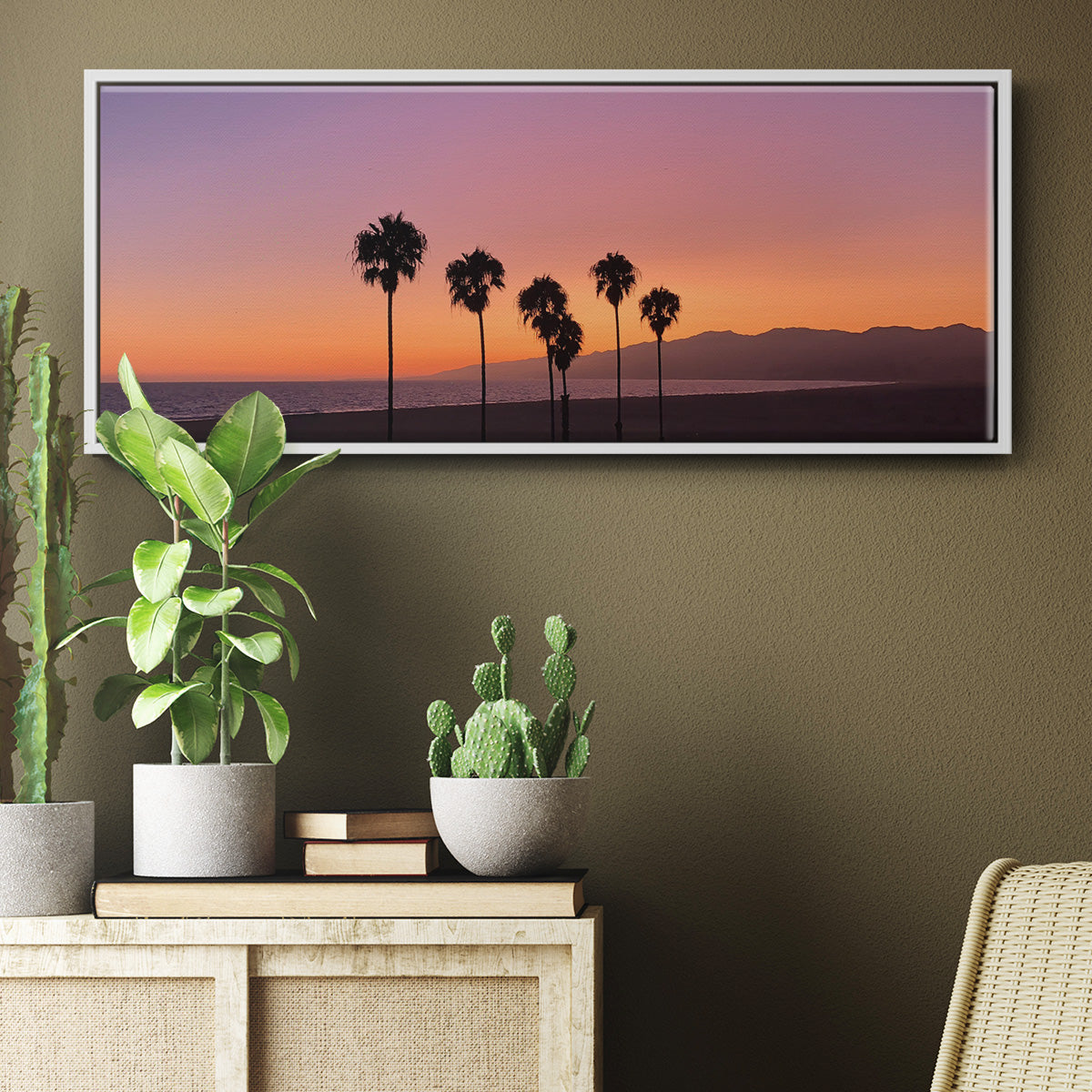 Sunset of Santa Monica - Floater Framed Canvas Print