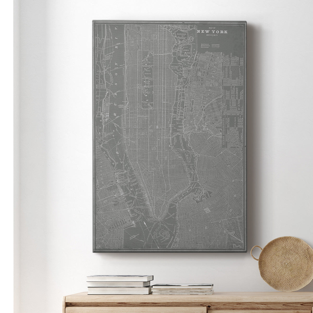 City Map of New York Premium Gallery Wrapped Canvas - Ready to Hang