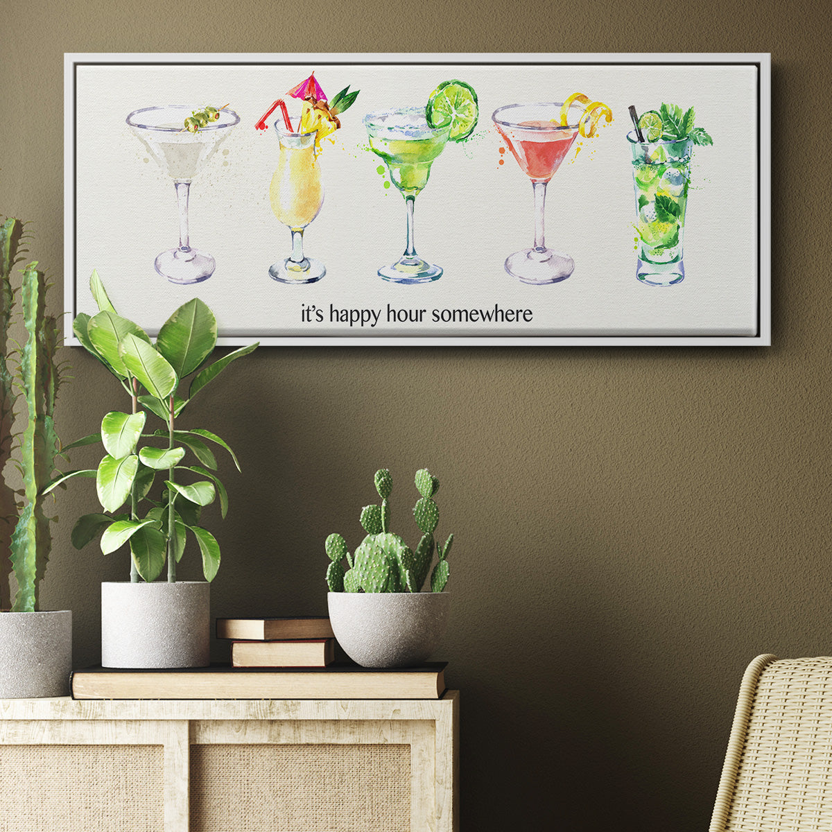 Happy Hour Cocktails - Floater Framed Canvas Print