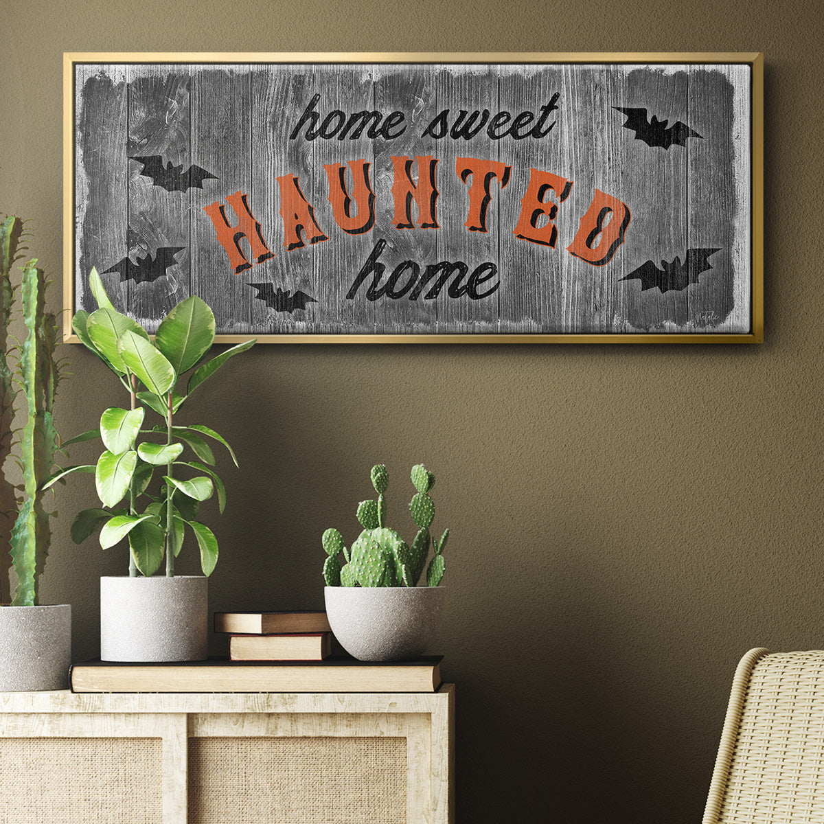 Home Sweet Haunted - Floater Framed Canvas Print