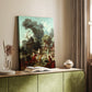 Canvas art print of a Romantic composition with figures and soft greenery styled in a home decor setting.