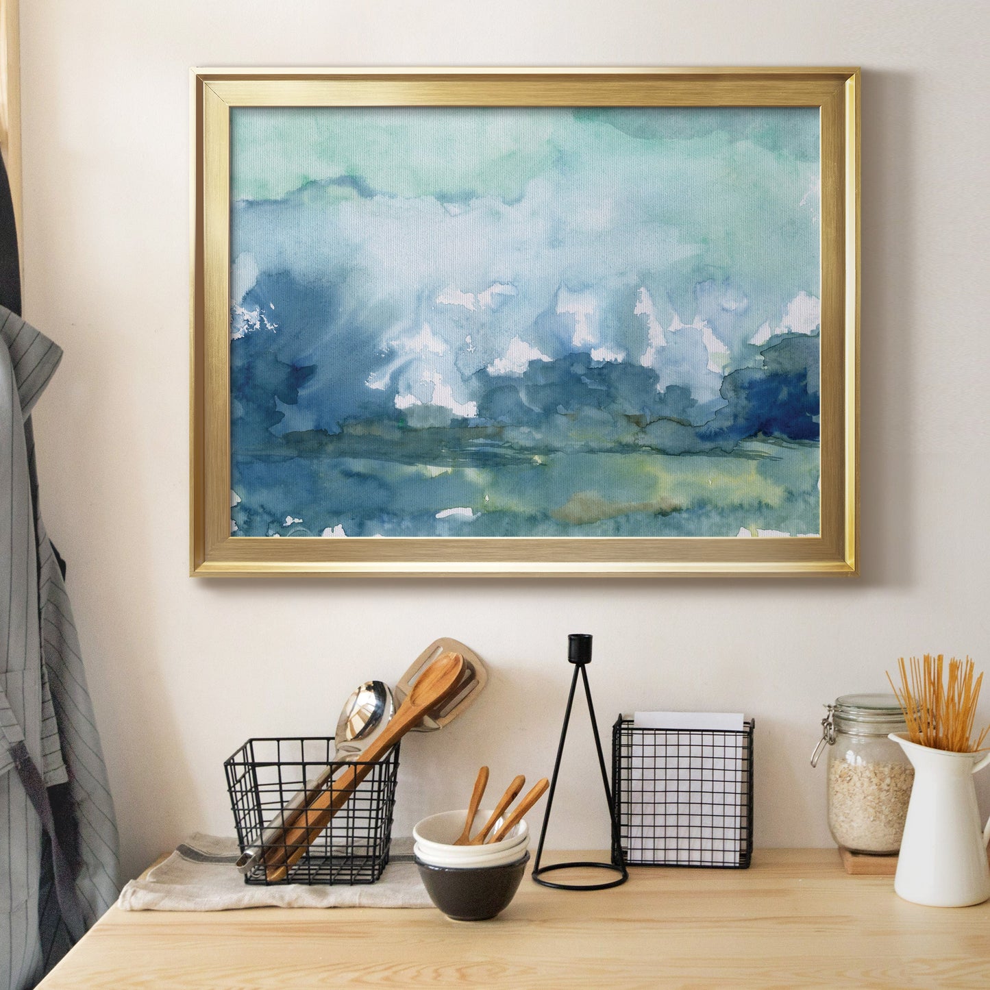 Distant Rain - Modern Framed Canvas Print