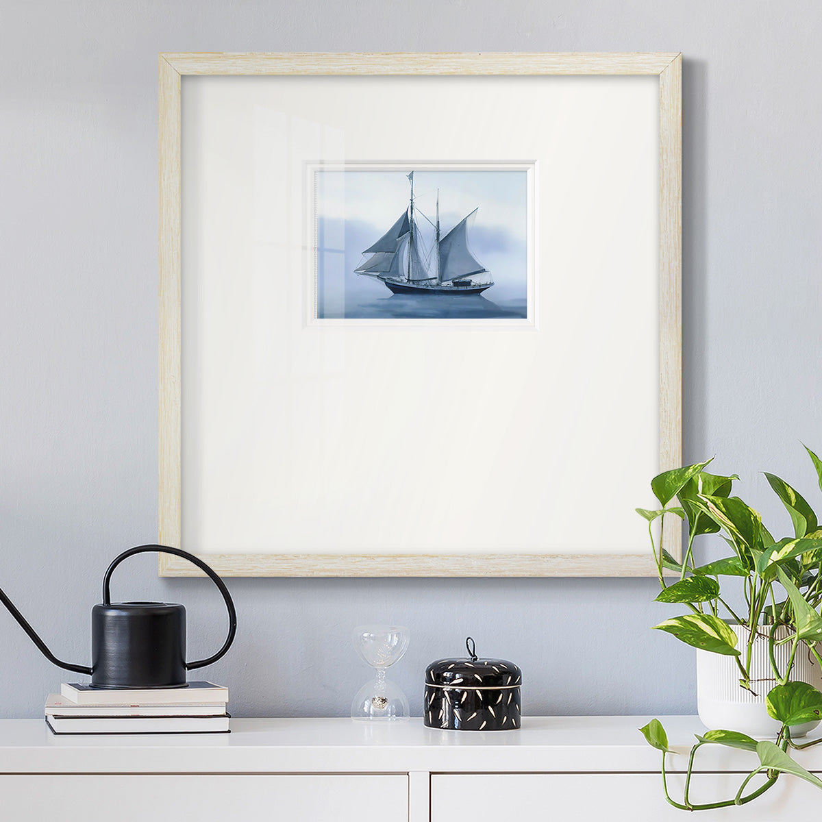 Misty Sail Premium Framed Print Double Matboard