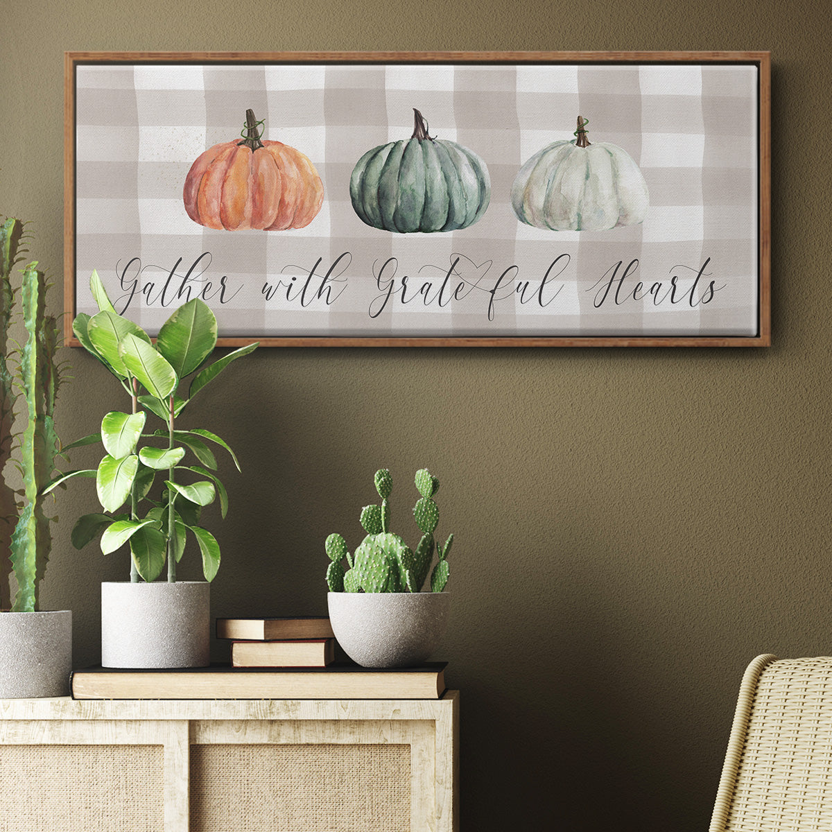 Gather With Grateful Hearts - Floater Framed Canvas Print