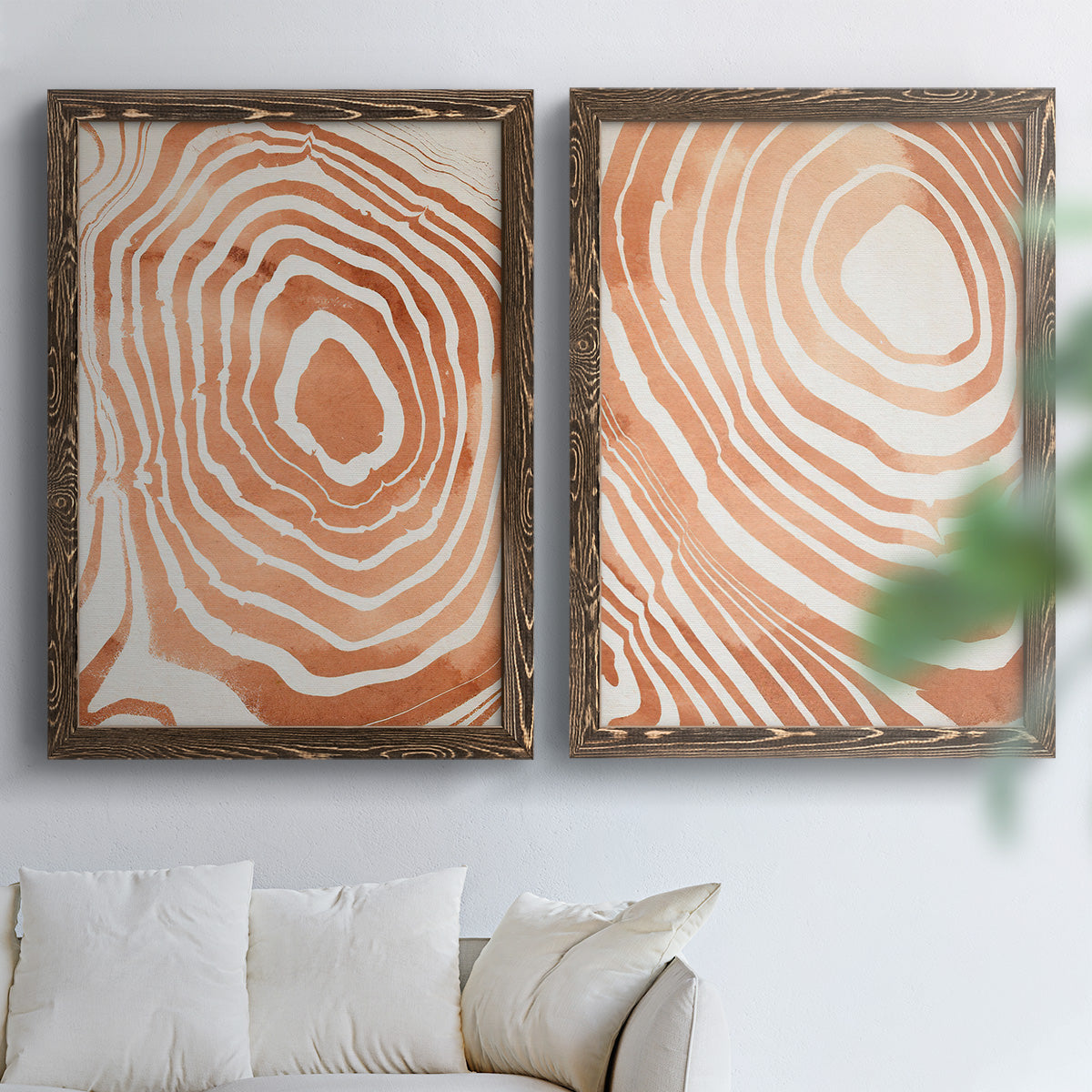 Wood Grain Suminagashi III - Premium Framed Canvas 2 Piece Set - Ready to Hang