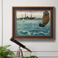 Impressionist naval seascape with the Kearsarge by Édouard Manet in an ornate bronzed mahogany wood frame displayed in a light-toned interior setting.