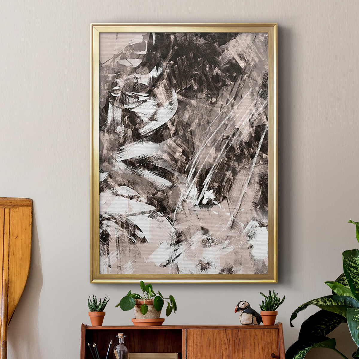 Blush Blackboard II - Modern Framed Canvas Print