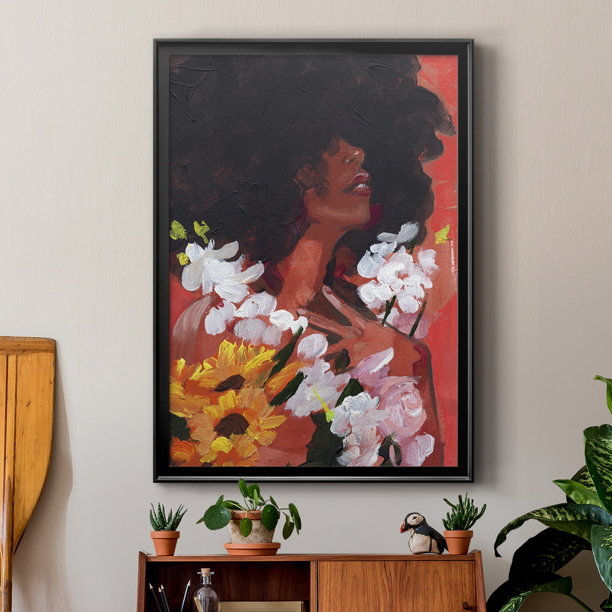 Through the Flowers II - Modern Framed Canvas Print