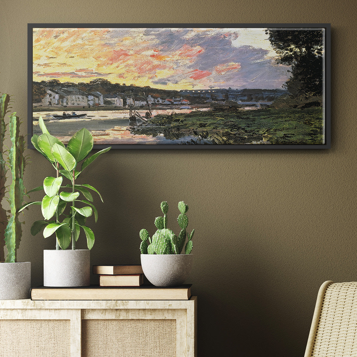 The Seine at Bougival in the Evening, 1870 - Floater Framed Canvas Print