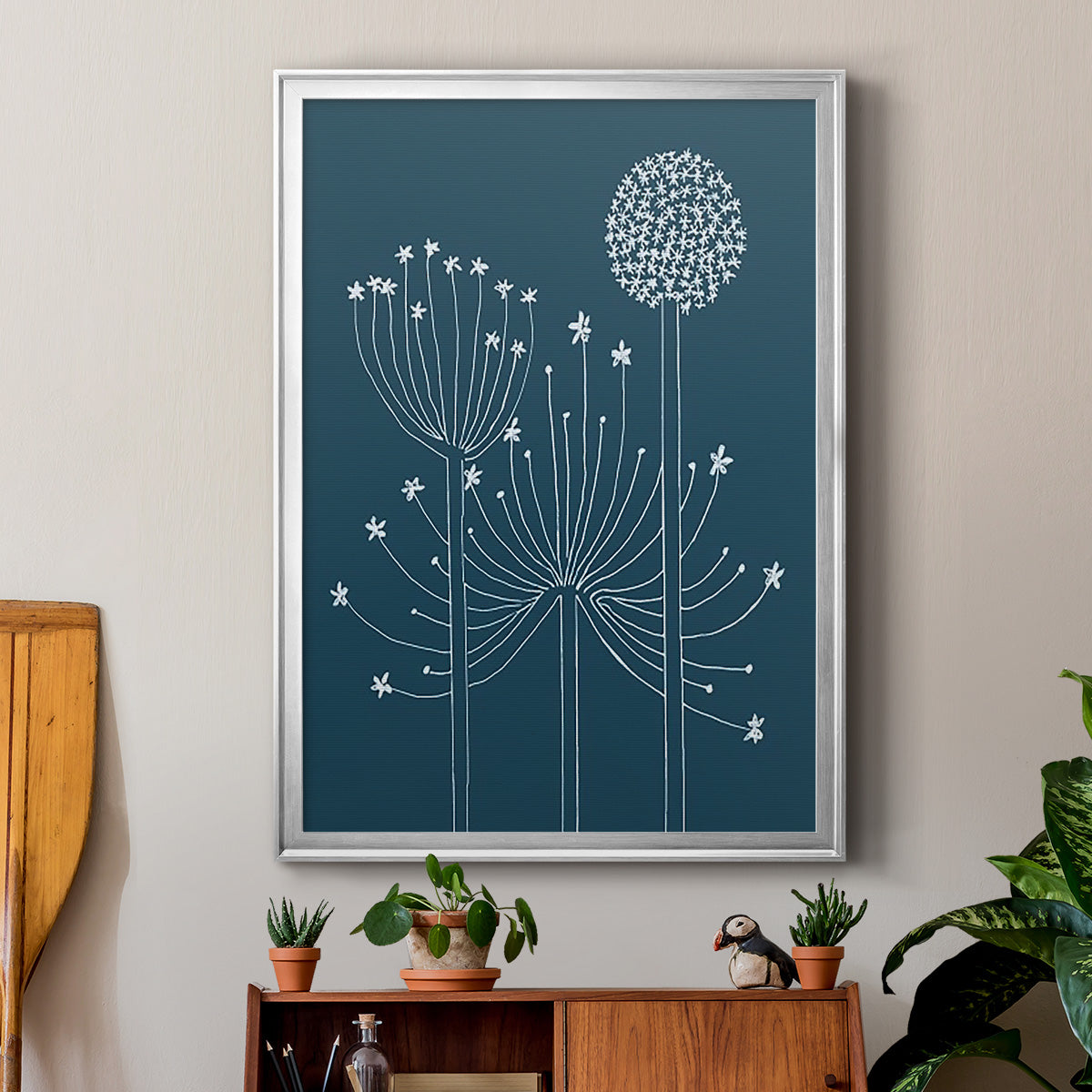 Graphic Alliums II - Modern Framed Canvas Print