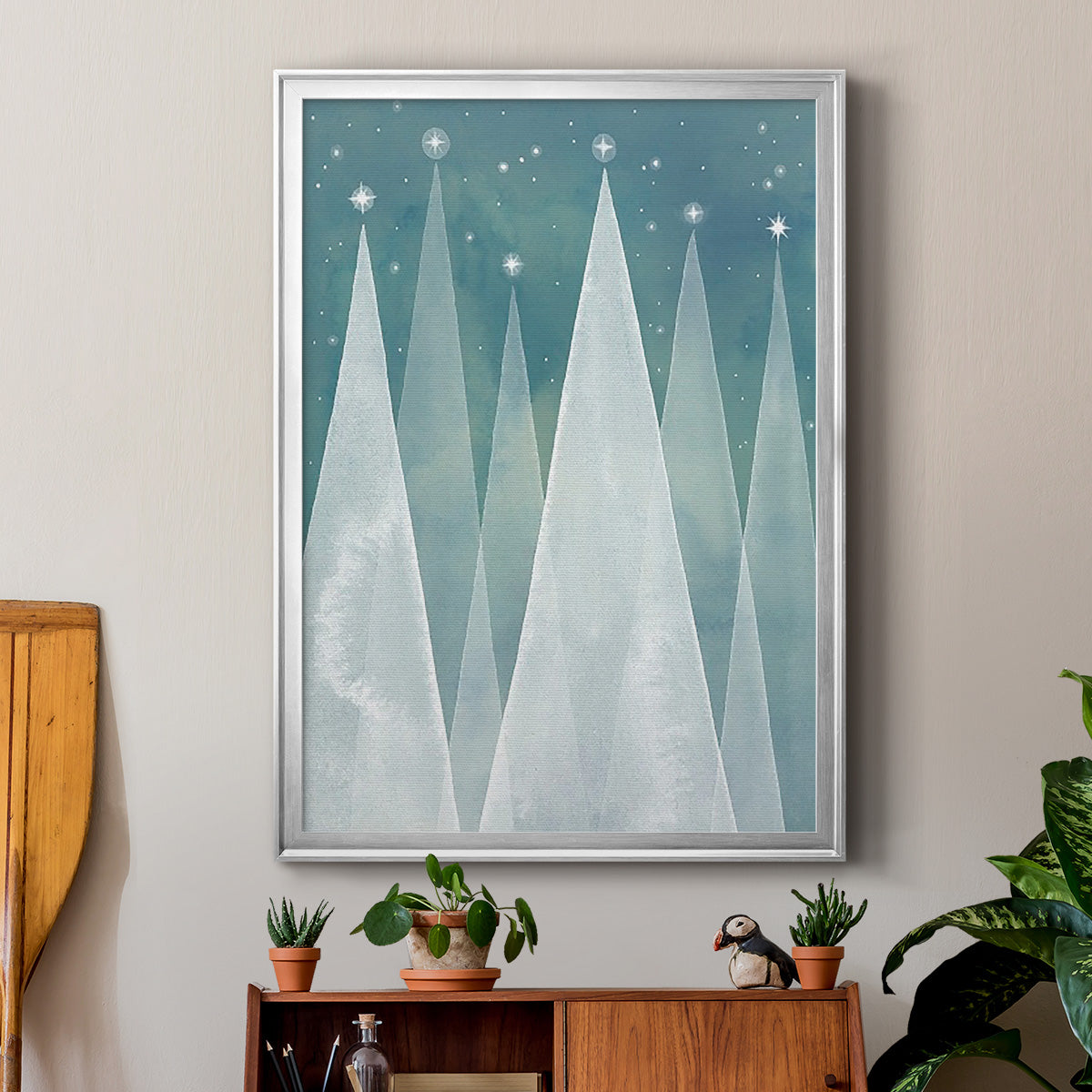 Mod Evergreens I - Modern Framed Canvas Print