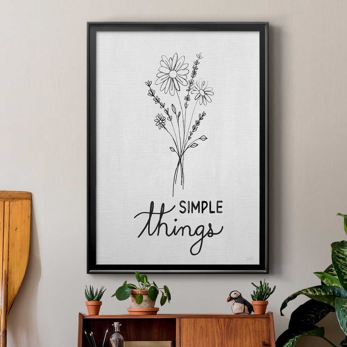 Simple Things Sketch - Modern Framed Canvas Print
