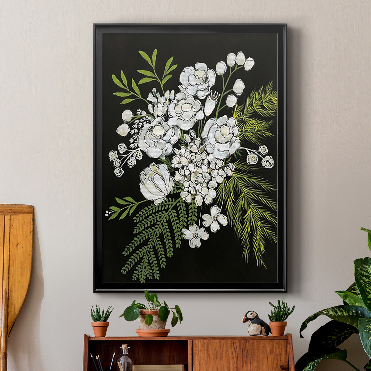 Alabaster Bouquet I - Modern Framed Canvas Print