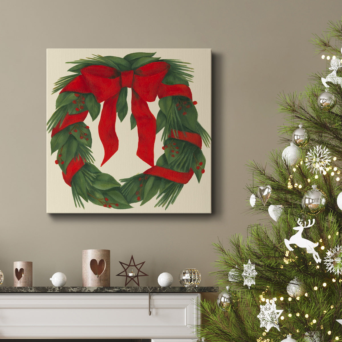 Holiday Wreath-Premium Gallery Wrapped Canvas - Ready to Hang