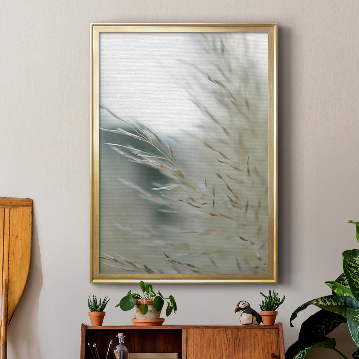 Subtle Grasses II - Modern Framed Canvas Print