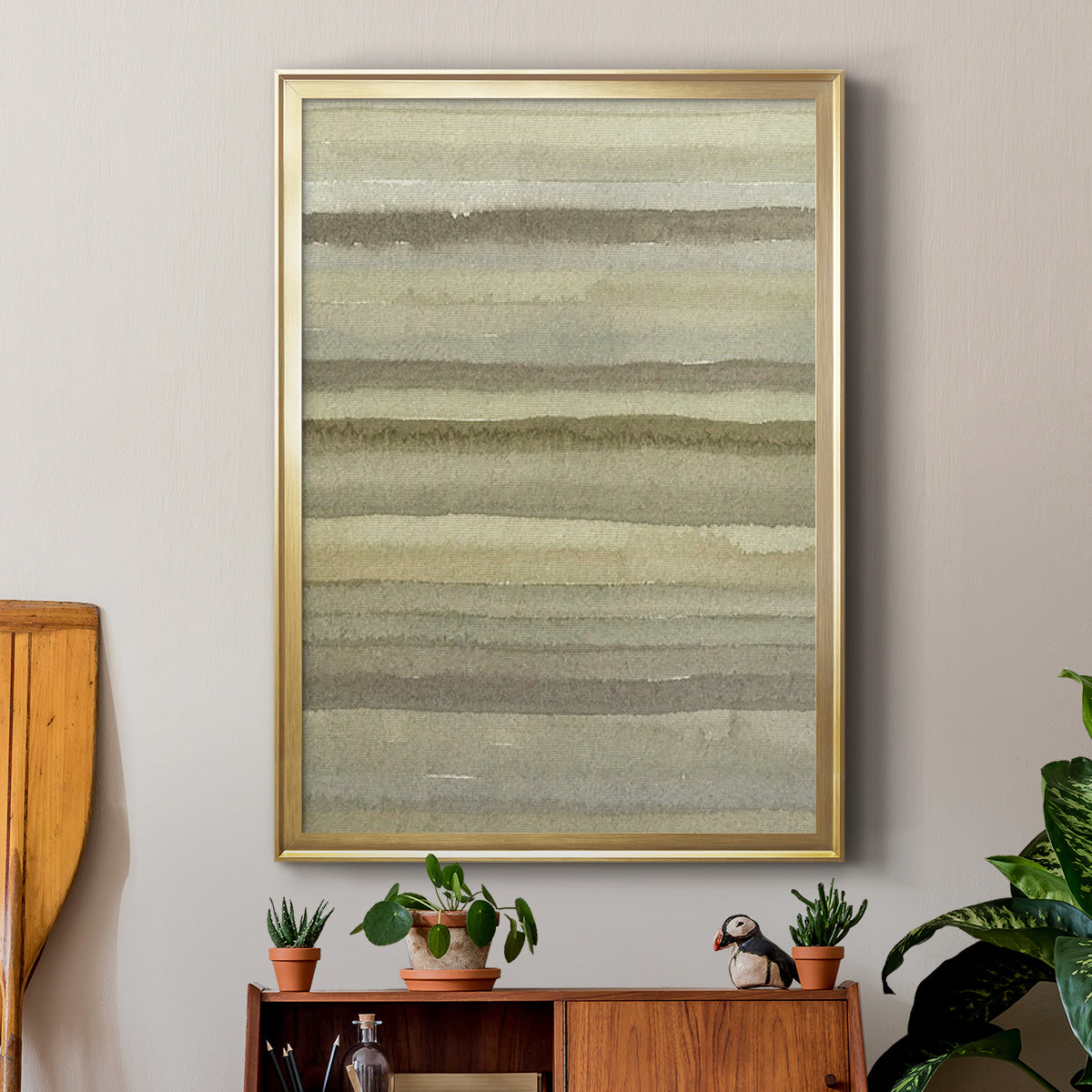 Lines in Neutral II - Modern Framed Canvas Print