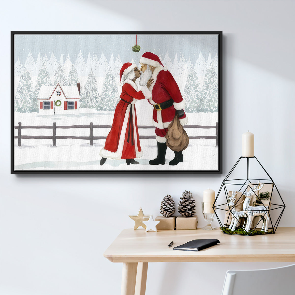 Christmas Love Collection A - Framed Gallery Wrapped Canvas in Floating Frame