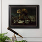 American social club scene painting by George Bellows in an ornate black frame with gilded inner detail displayed in a light-toned interior setting.