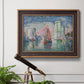 Impressionist harbor scene by Paul Signac in an ornate bronzed mahogany wood frame displayed in a light-toned interior setting.