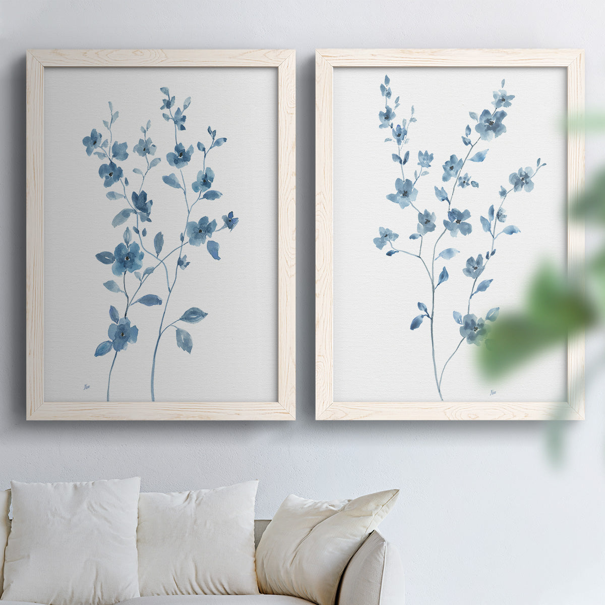 Blue Blossom I - Premium Framed Canvas 2 Piece Set - Ready to Hang