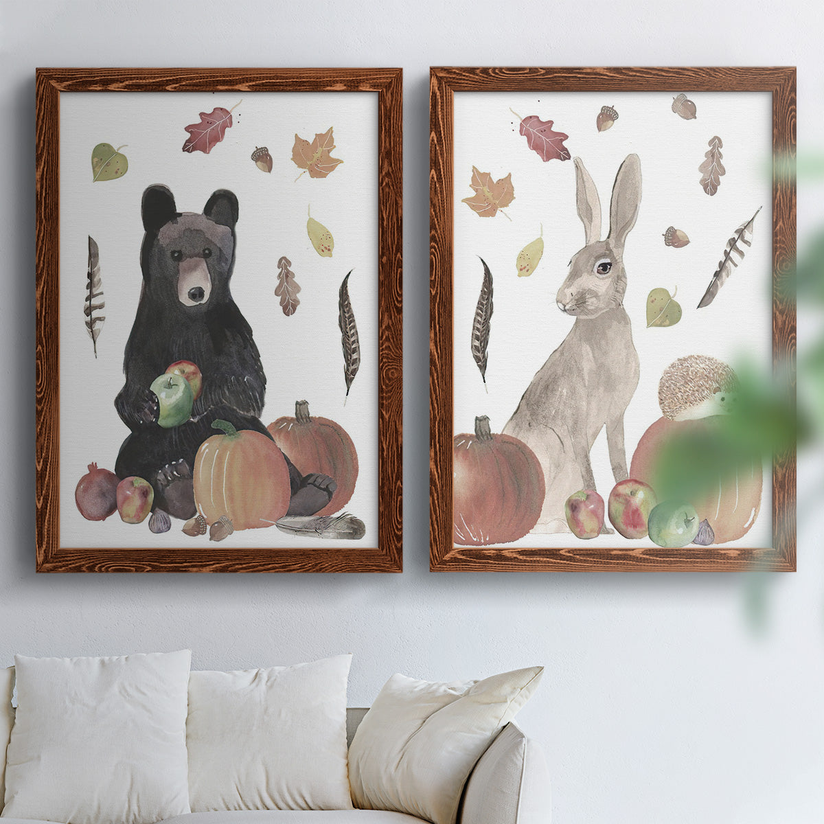 Cute Autumn Forest I - Premium Framed Canvas 2 Piece Set - Ready to Hang