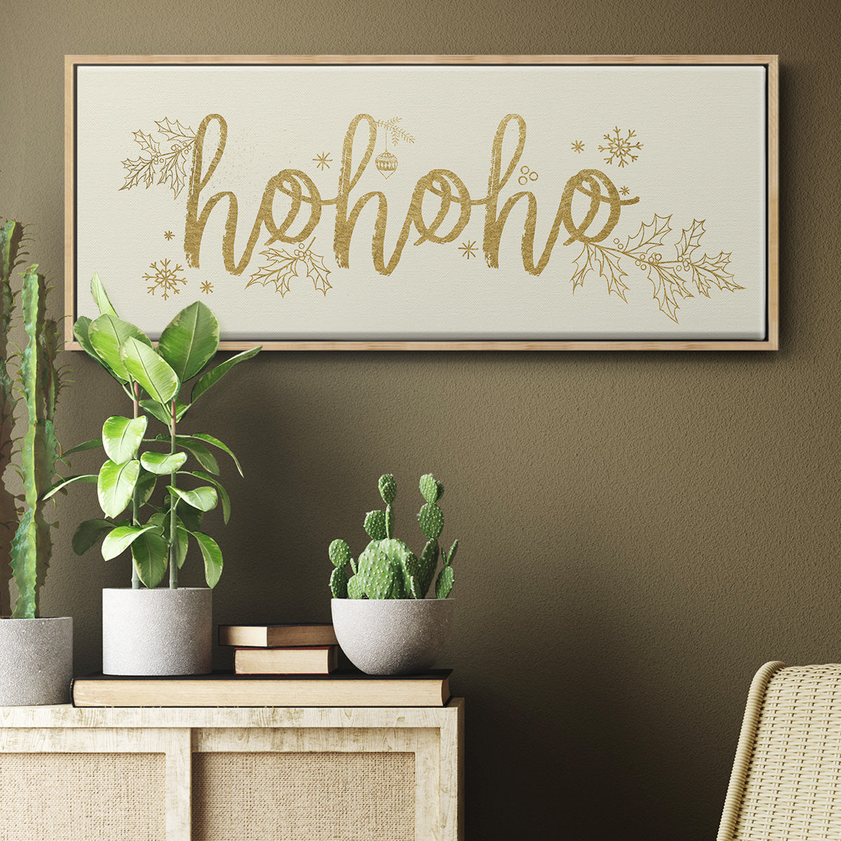 Golden HoHoHo - Floater Framed Canvas Print