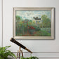 Impressionist garden landscape at Argenteuil by Claude Monet in an ornate champagne frame displayed in a light-toned interior setting.