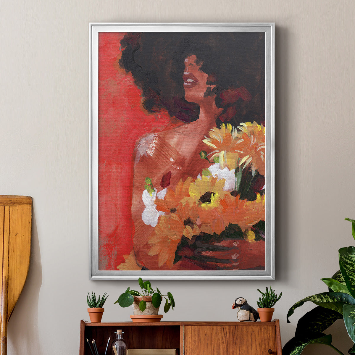 Through the Flowers I - Modern Framed Canvas Print