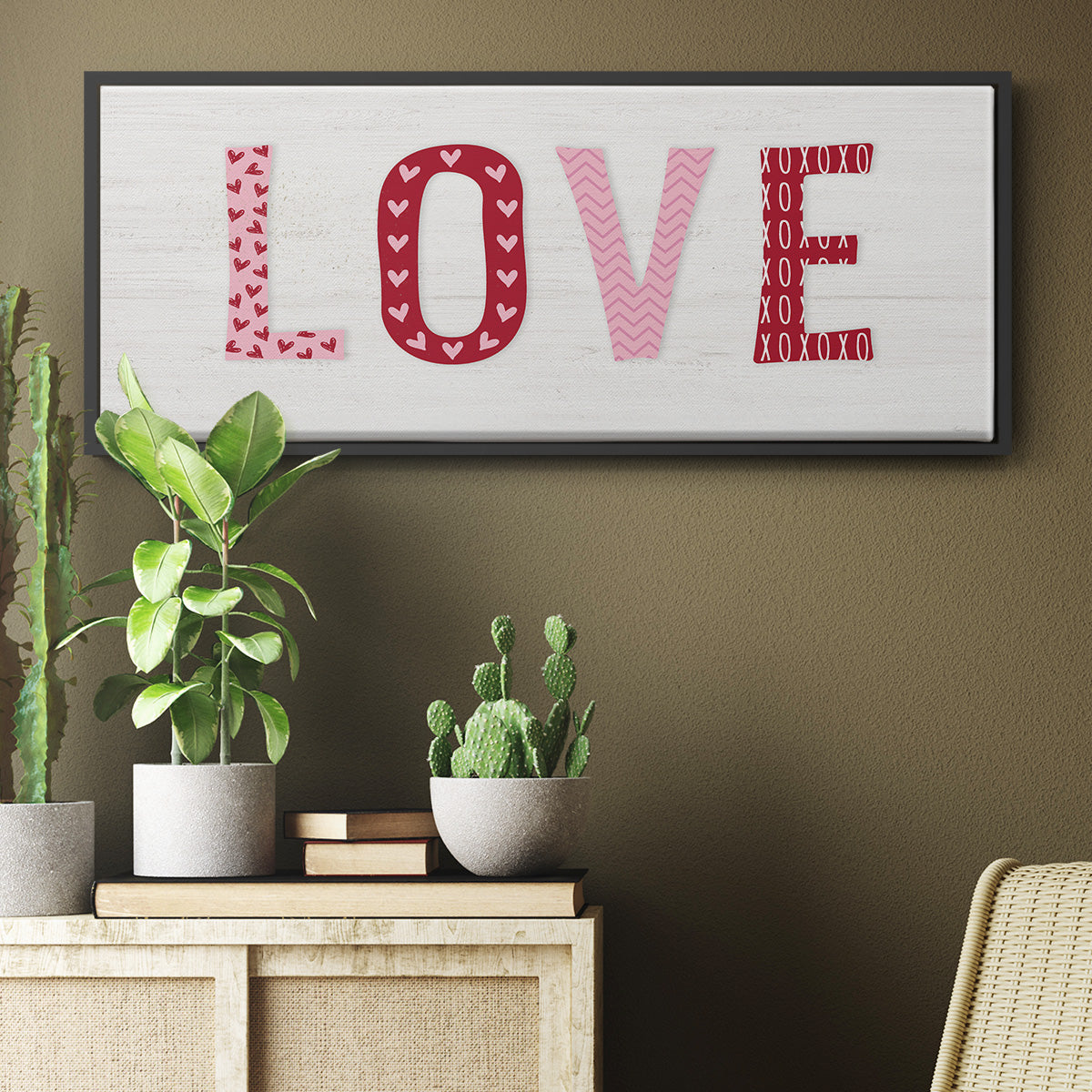 Patterned Love - Floater Framed Canvas Print