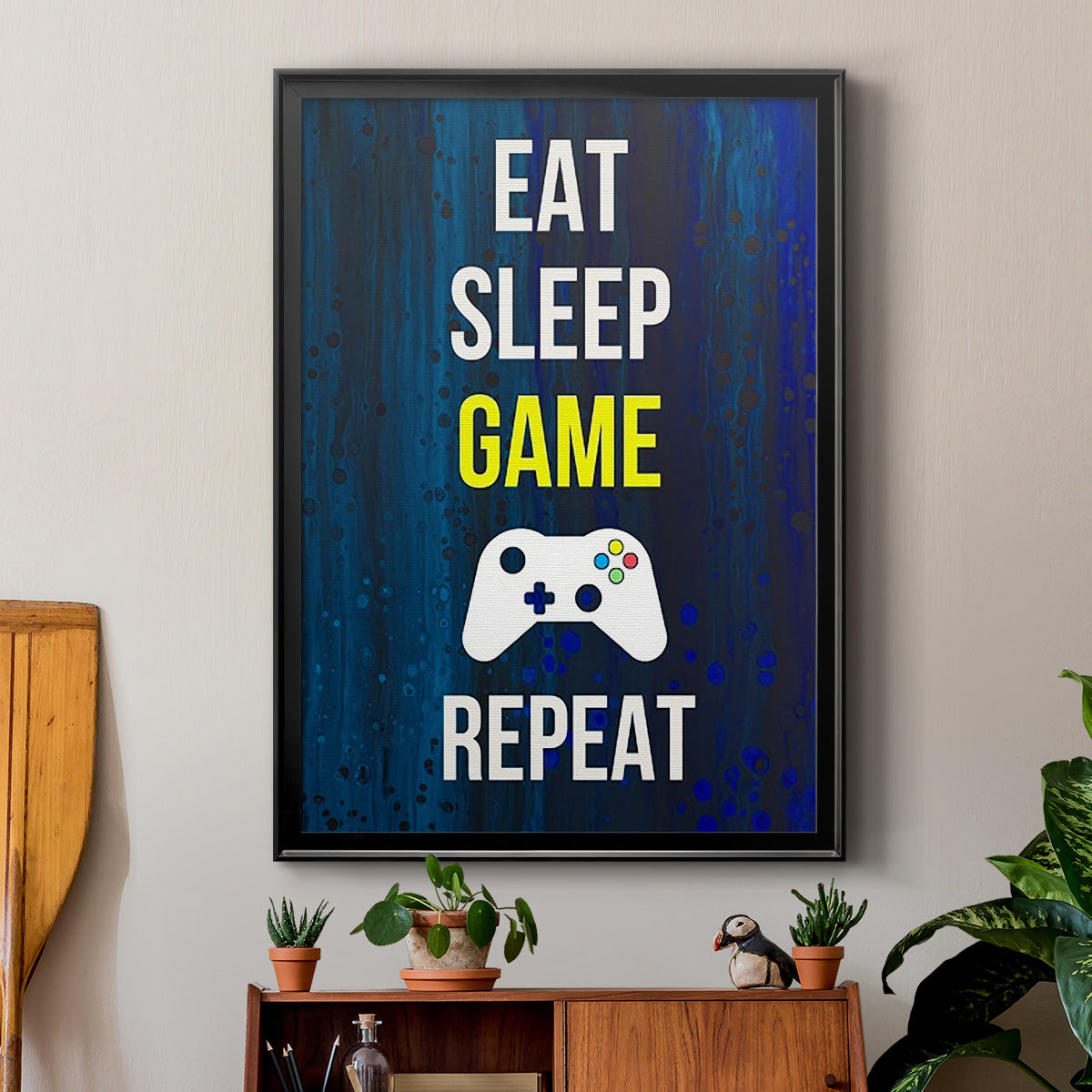 Gamer at Play V - Modern Framed Canvas Print