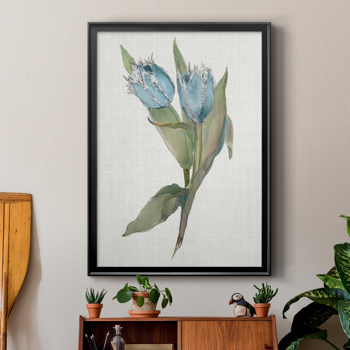 Blue Tulip Picks II - Modern Framed Canvas Print