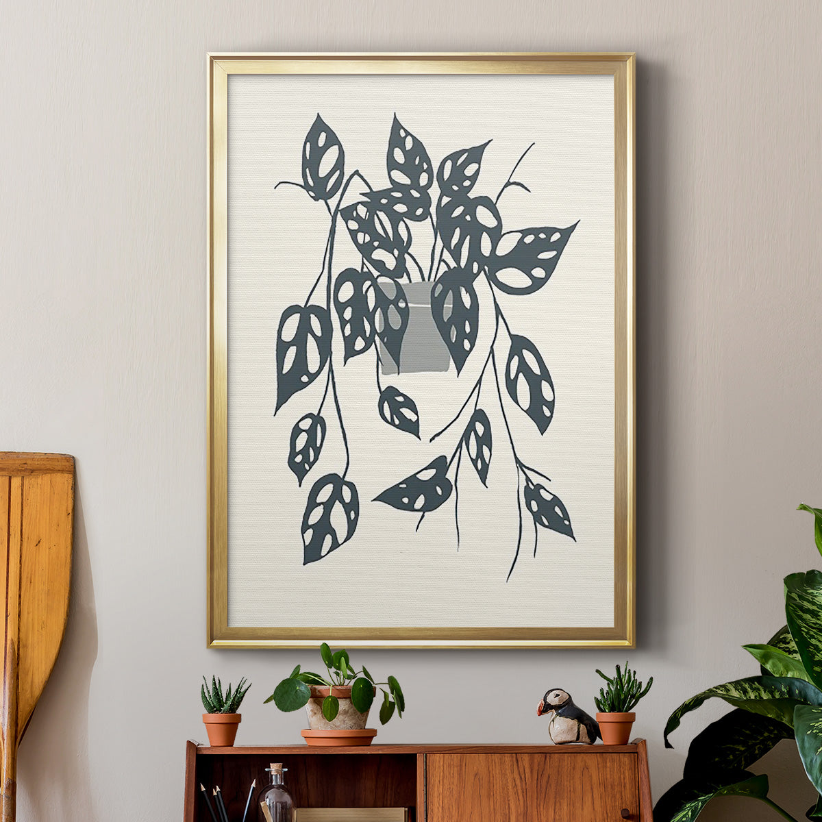 Growing Leaves V - Modern Framed Canvas Print