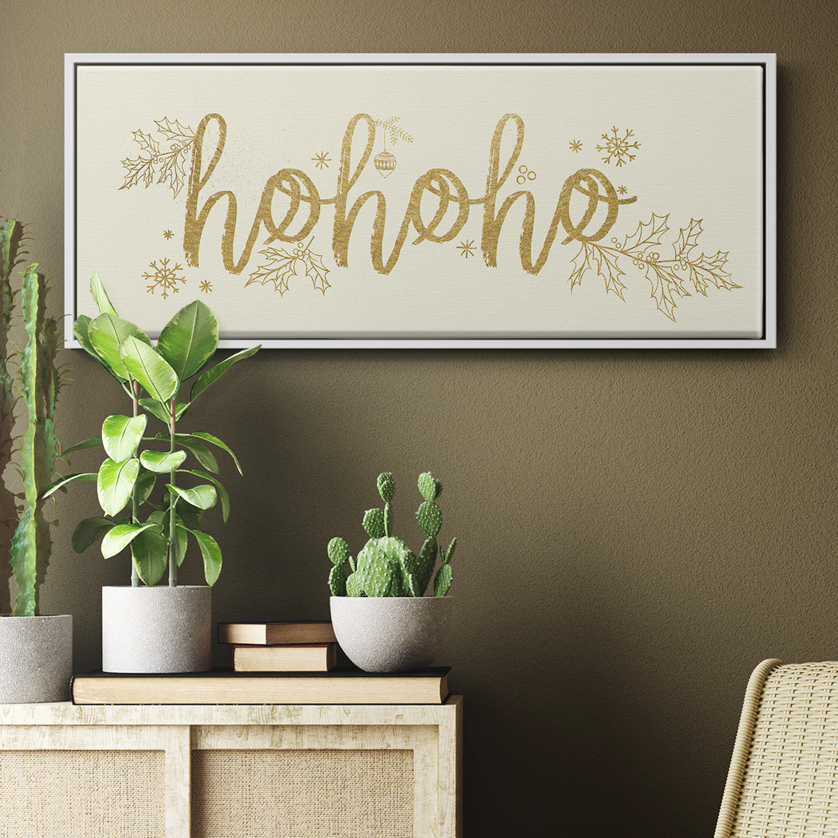 Golden HoHoHo - Floater Framed Canvas Print