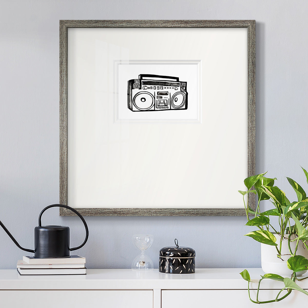 Boombox Sketch Premium Framed Print Double Matboard