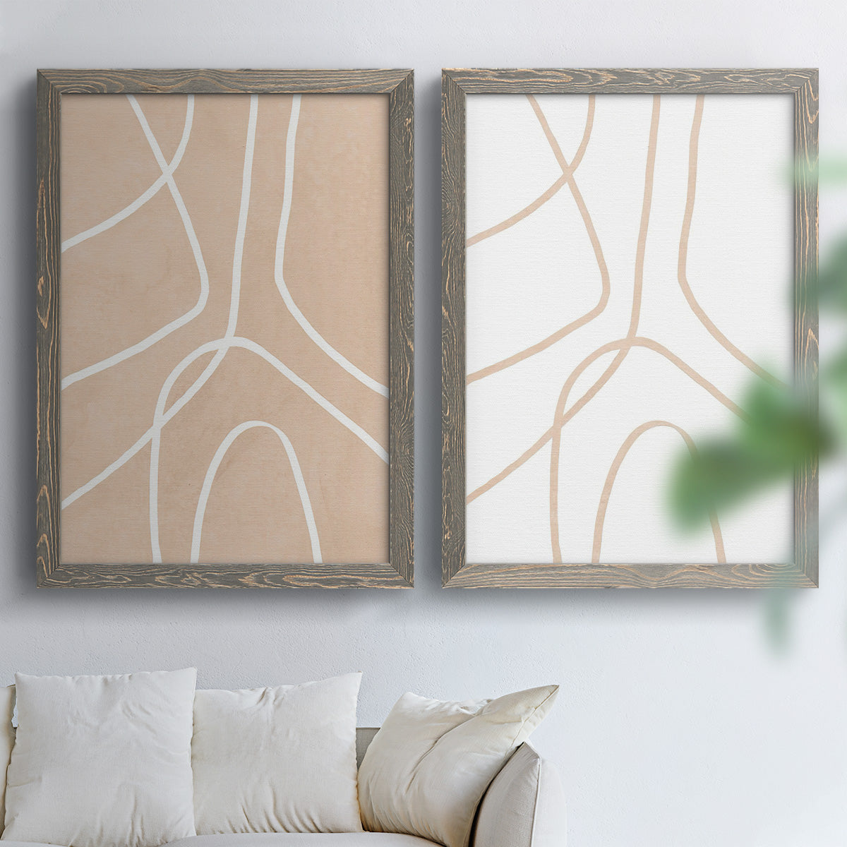 Clean Contour III - Barnwood Framed Canvas Set