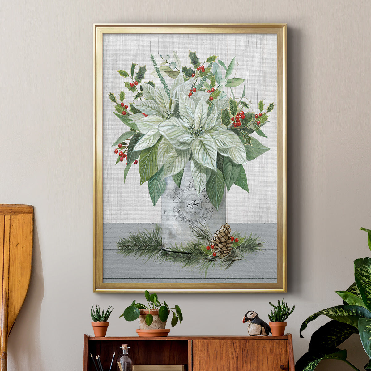 Farmhouse Christmas Joy - Modern Framed Canvas Print